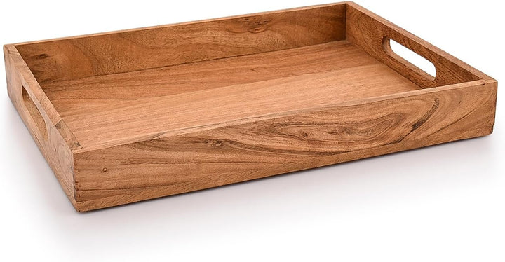 Kaizen Casa Rechteckiges Serviertablett aus Holz, Holzteller, Tee-/Getränketablett, Abendessen-Servi