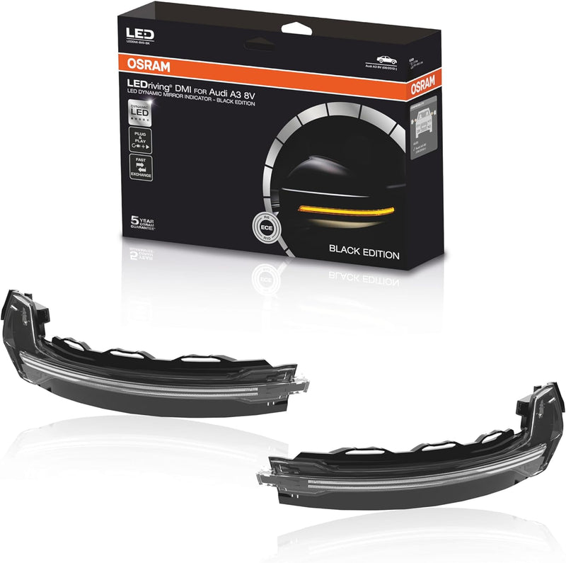 Osram LEDDMI 8V0 BK S LEDriving dynamischer LED Spiegelblinker - Black Edition, Audi A3 8V, Set of 2