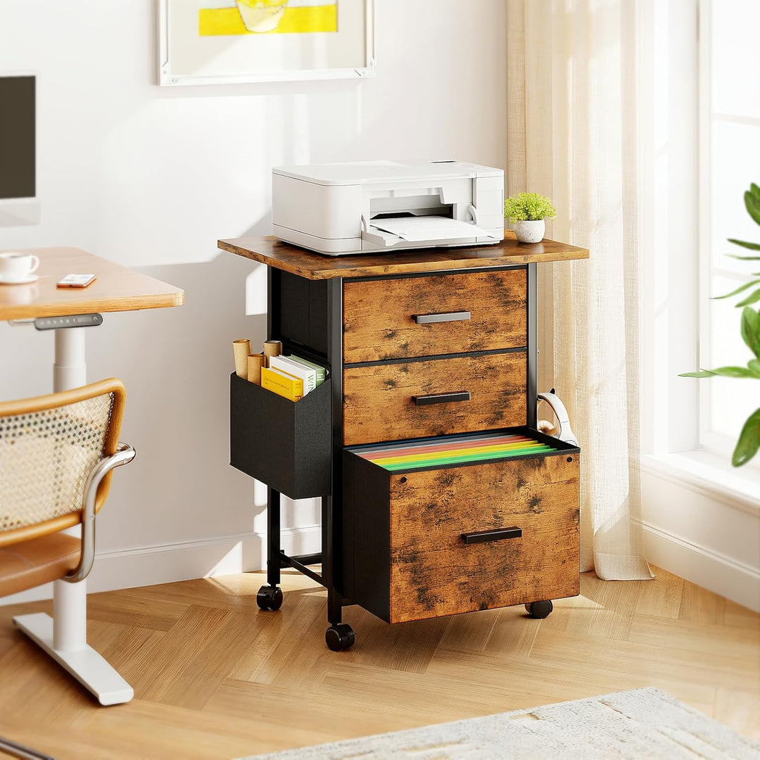 Rollcontainer, Aktenschrank, mit 3 Schubladen und Rollen, für Dokumente in DIN A4, Letter-Format, Dr