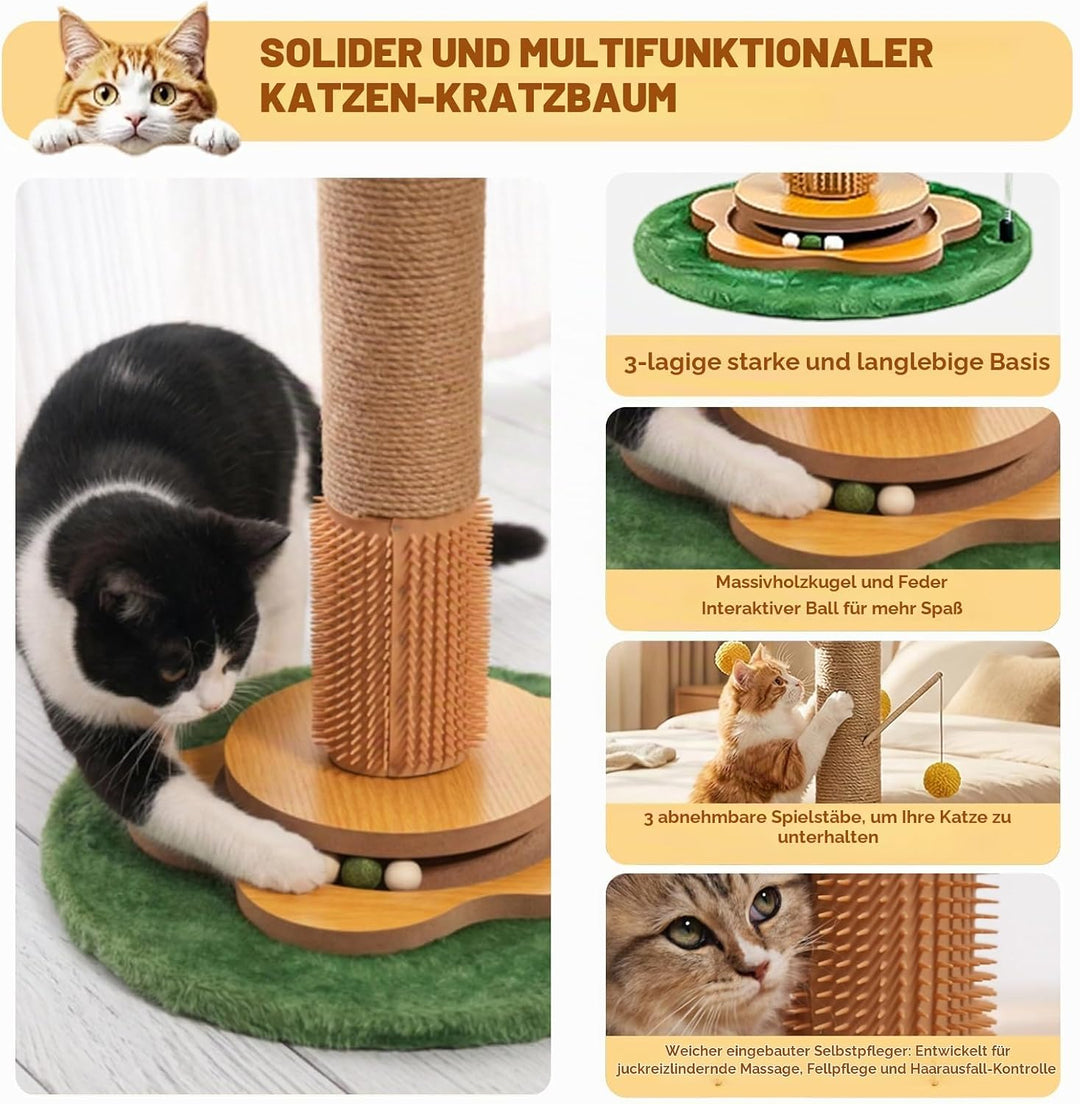 Katzenkratzbaum Kratzbaum Cat Scratching Post 85 cm mit Interaktiven Bällen und Sisalseil für Kleine