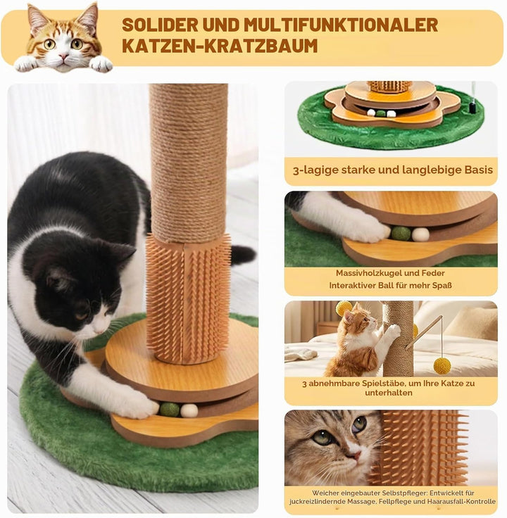 Katzenkratzbaum Kratzbaum Cat Scratching Post 85 cm mit Interaktiven Bällen und Sisalseil für Kleine