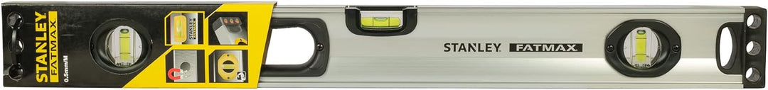 Stanley FatMax Wasserwaage II (60 cm, magnetisch, 1 horizontale/2 vertikale Libellen, Hohlprofil Alu