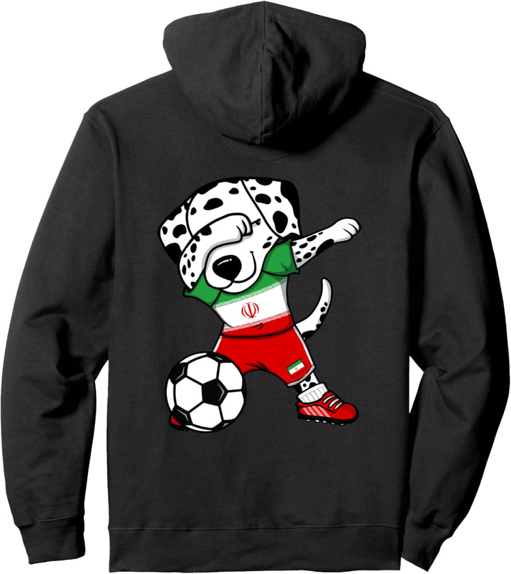 Dabbing Dalmatiner Hund Iran Fussball Iranische Flagge Sport Pullover Hoodie