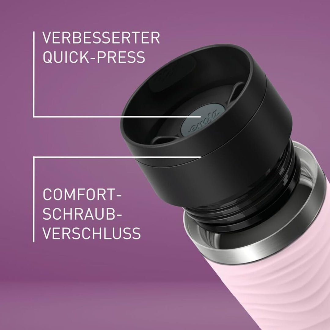 Emsa N20227 Travel Mug Wave Isolierbecher 0,5 Liter | neuer Komfort-Schraubverschluss | Edelstahl |
