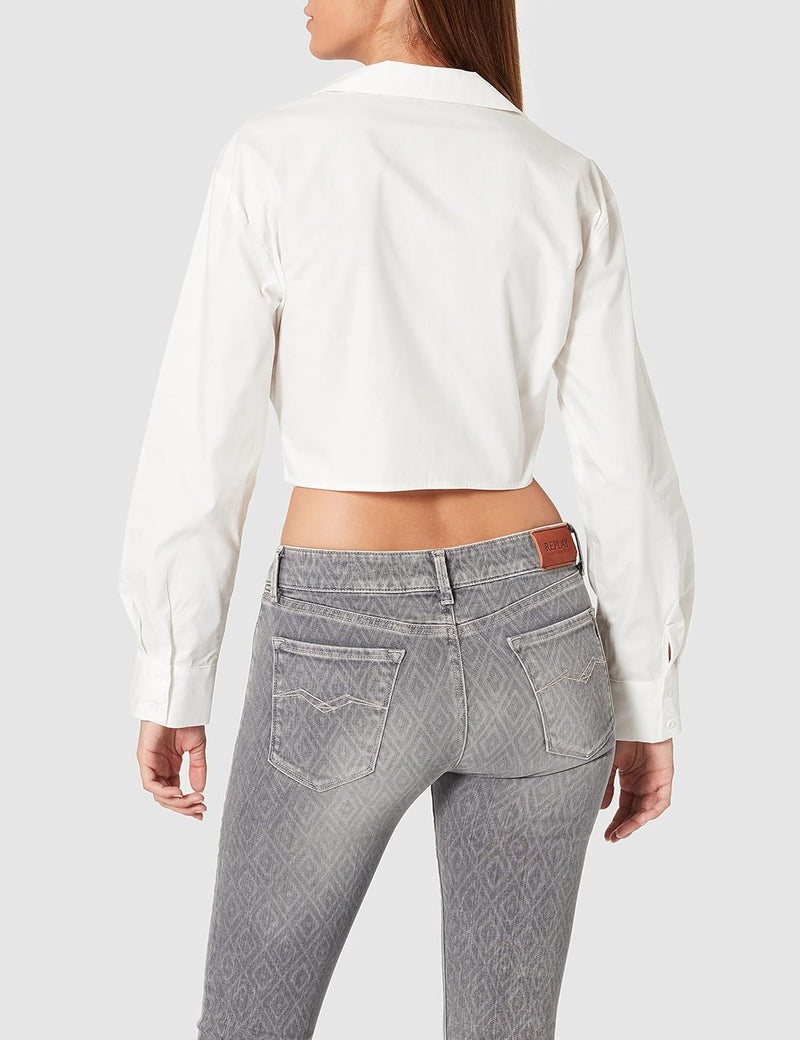 NA-KD Damen Overlap Cropped Shirt Hemd 36 Weiss, 36 Weiss