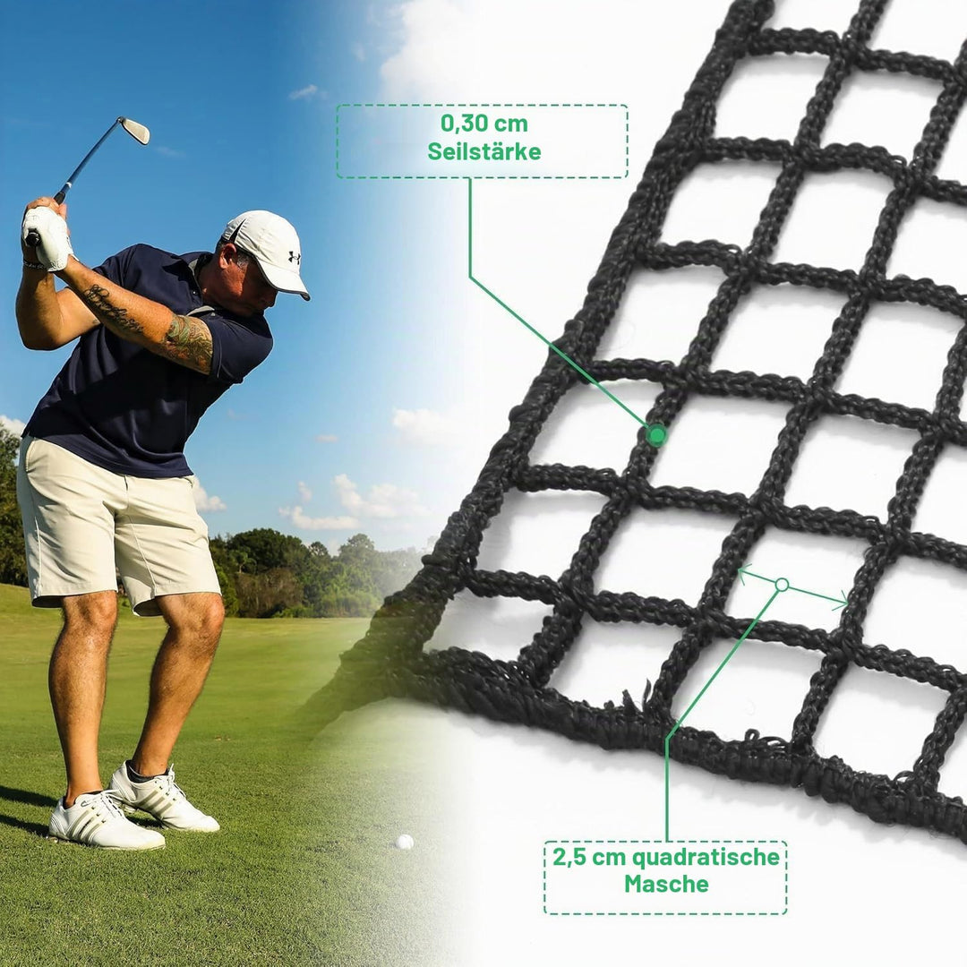 EMEKIAN Schwarzes Polyester Golf Übungszaunnetz, Schwerlast Golfball-Absperrnetz, Tragbares Golfnetz