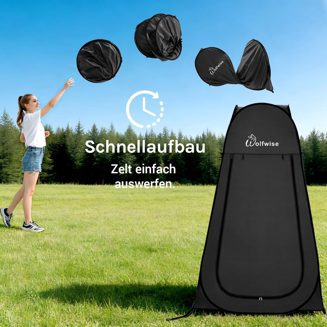 WolfWise Pop-Up Duschzelt Camping & Umkleidezelt – Kompakt & Leicht 2kg mit Tasche, Schneller Aufbau