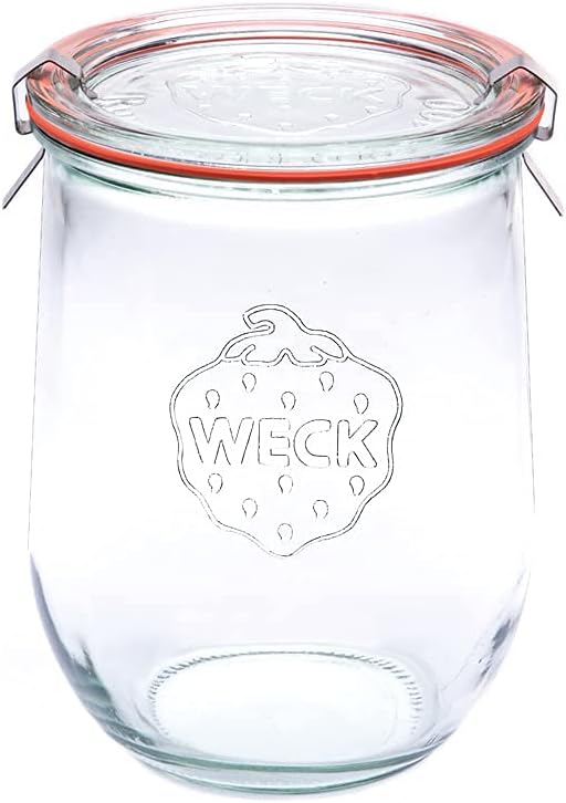 WECK - 745 Tulpenglas 1 Liter - Sauerteiggläser - Grosses Glasglas für Sauerteig - Tulpenglas mit br