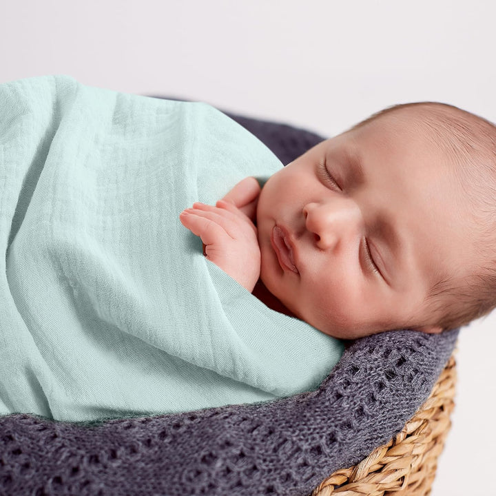Peepeemax Baby Pucktuch für Neugeborene, Grosse Musselin Tuch 100x100cm, Weich Atmungsaktiv Baumwoll