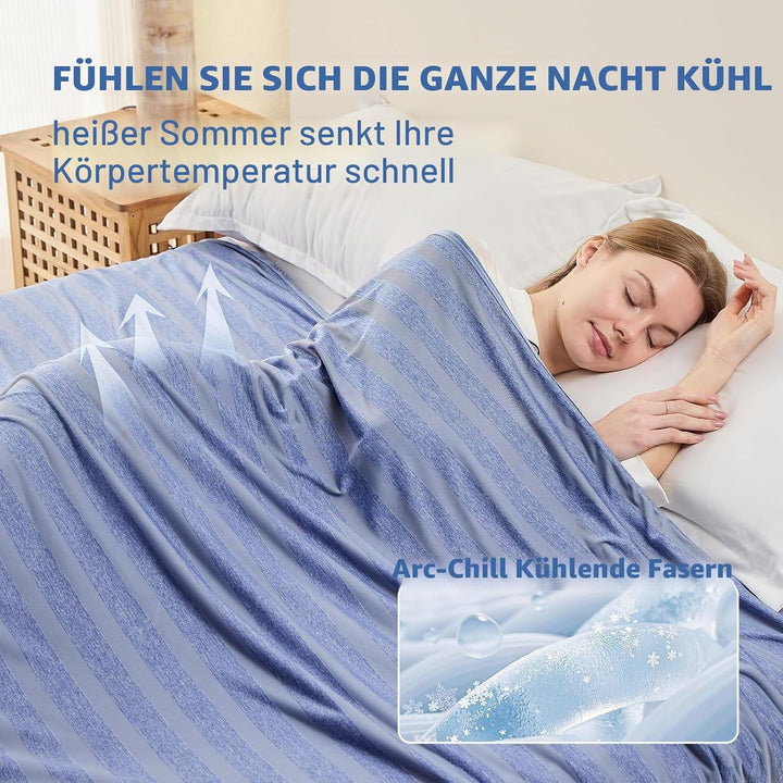 EMME Kühldecke Kühlende Decke,Arc-Chill Q-Max>0,5, 2 in 1 Doppelseitige Dünne Sommerdecke, Leicht At