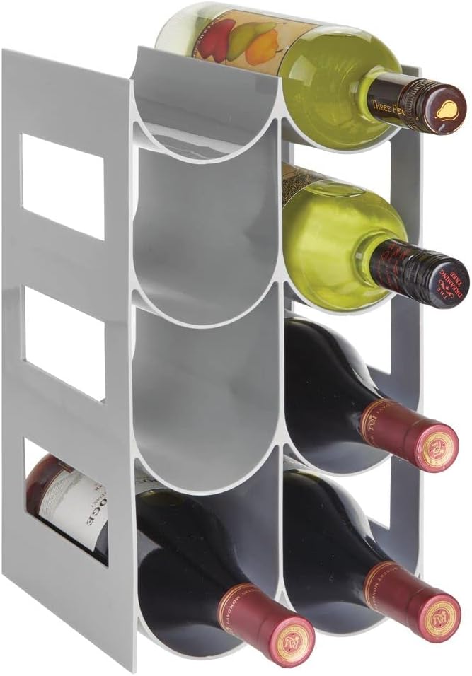 mDesign praktisches Wein- und Flaschenregal – Weinregal Kunststoff für bis zu 8 Flaschen – freistehe