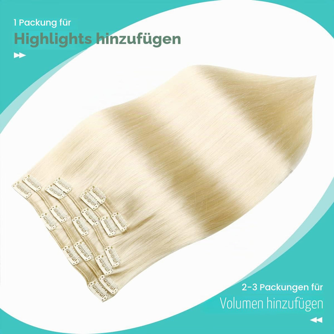 SURNEL Blond Clip in Extensions Echthaar Remy Platinblond Echthaar Clip in Extensions Blond Clip in