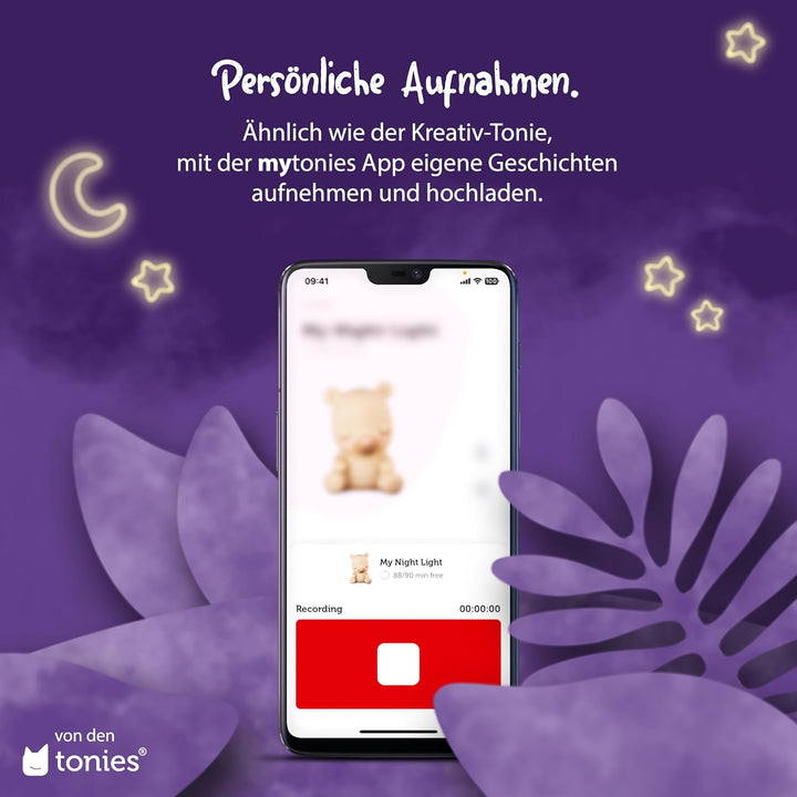 tonies Hörfiguren für Toniebox – Nachtlicht Schlummerbär – Musik beruhigenden Klängen + Kreativ eige