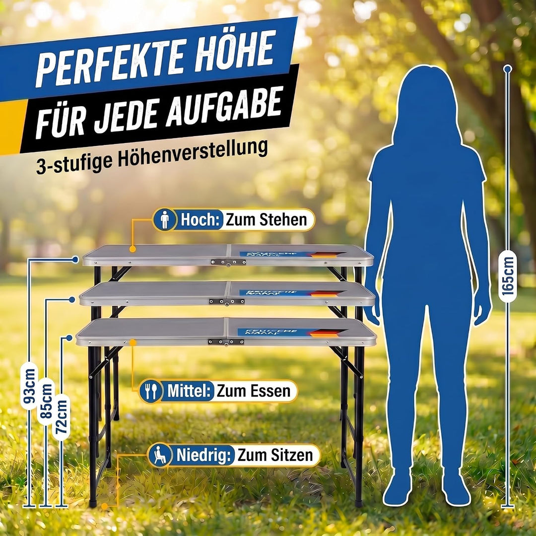 GOODS+GADGETS Klappbarer Multifunktionstisch Mehrzwecktisch Campingtisch Klapptisch Markttisch höhen