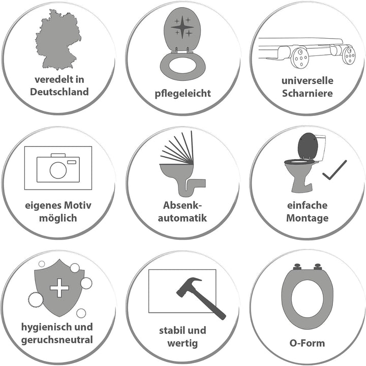 banjado® Toilettendeckel mit Absenkautomatik 44x37cm mit Motiv Dünen - WC Brille Soft Close - hygien