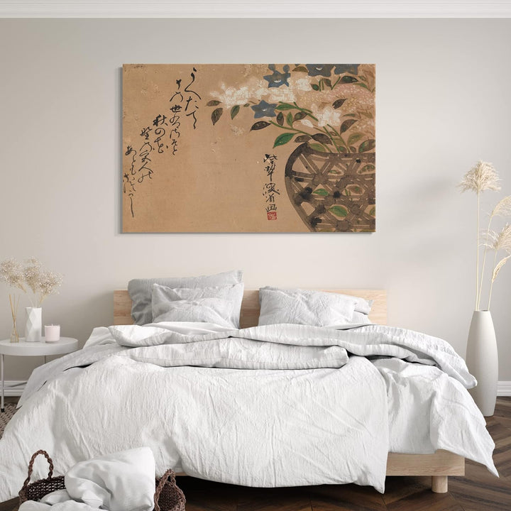 Printed Paintings Leinwand (100x70cm): Ogata Kenzan - Glockenblumen im Korb 100x70 cm, 100x70 cm