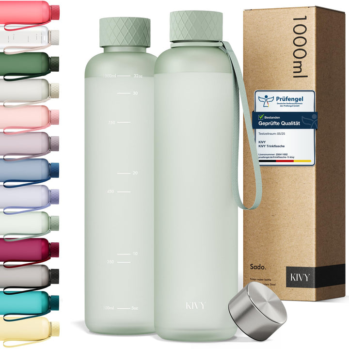 KIVY Trinkflasche 1l - Kohlensäure geeignet & Auslaufsicher - Für Sport, Schule & Büro - Sport Trink