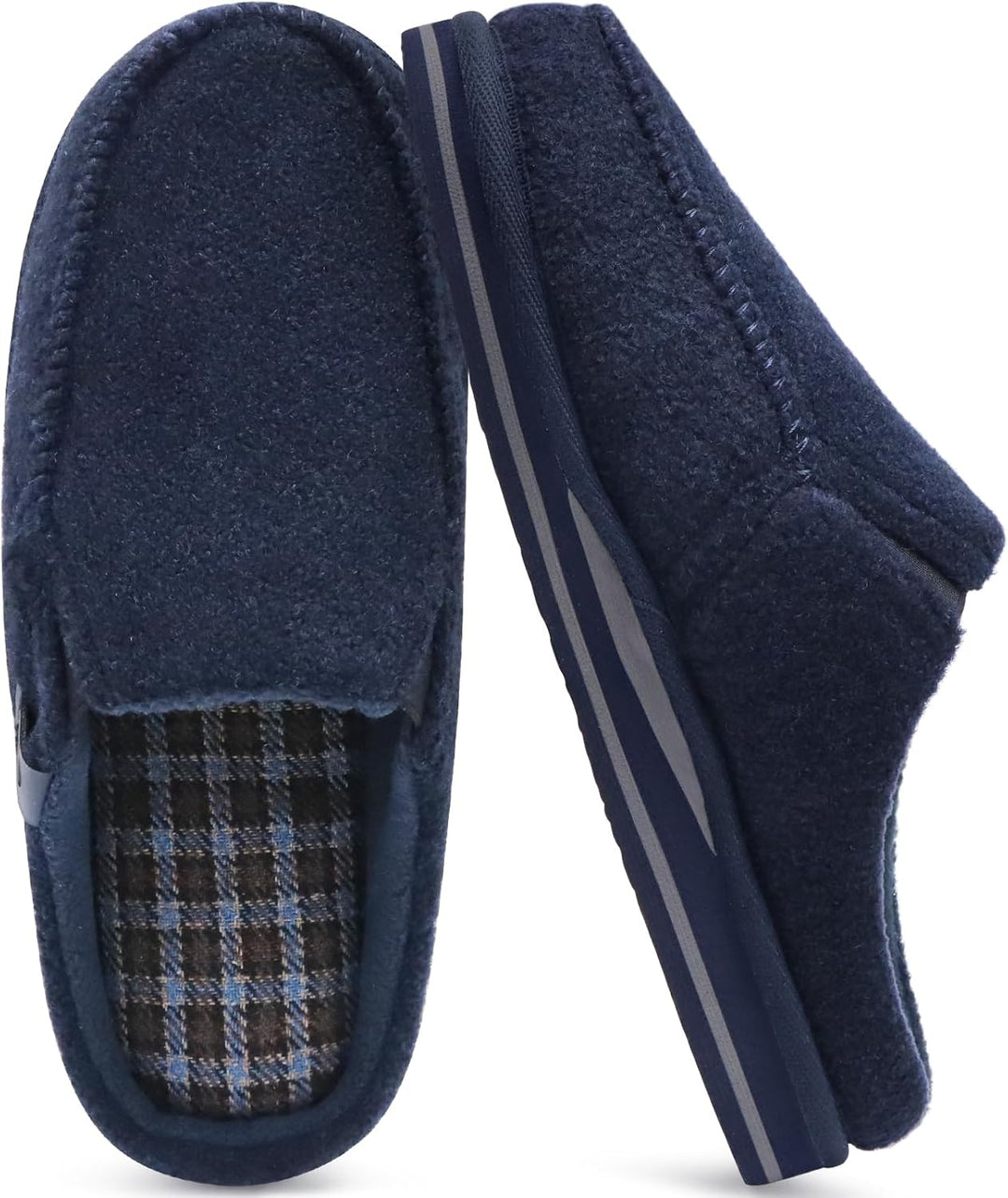 ONCAI Hausschuhe Herren Komfort Pantoffeln Plüsch Streifen Hüttenschuhe Wärme Cord Flauschig Slipper