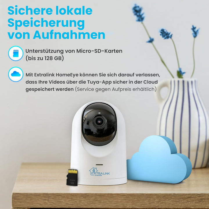 EXTRALINK Smart Life HomeEye Überwachungskamera innen, Kamera IP, PTZ drahtlose Kamera, 4MP, 360° Si