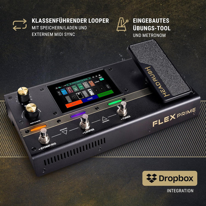 HeadRush Flex Prime Gitarre und Bass Multi-Effekt Pedal und Amp Modeling Prozessor mit Touchscreen,