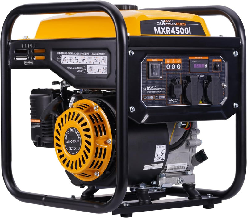 maXpeedingrods Inverter Stromgenerator 3500W Benzin 4 Takt mit zwei 230V Steckdosen Leise und leicht