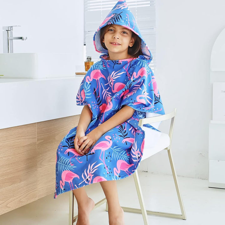 KAKU NANU Badetuch für Kinder, Strandtuch, Kinder, niedliches Motiv, Umhang, Poncho, für Kinder, Mäd