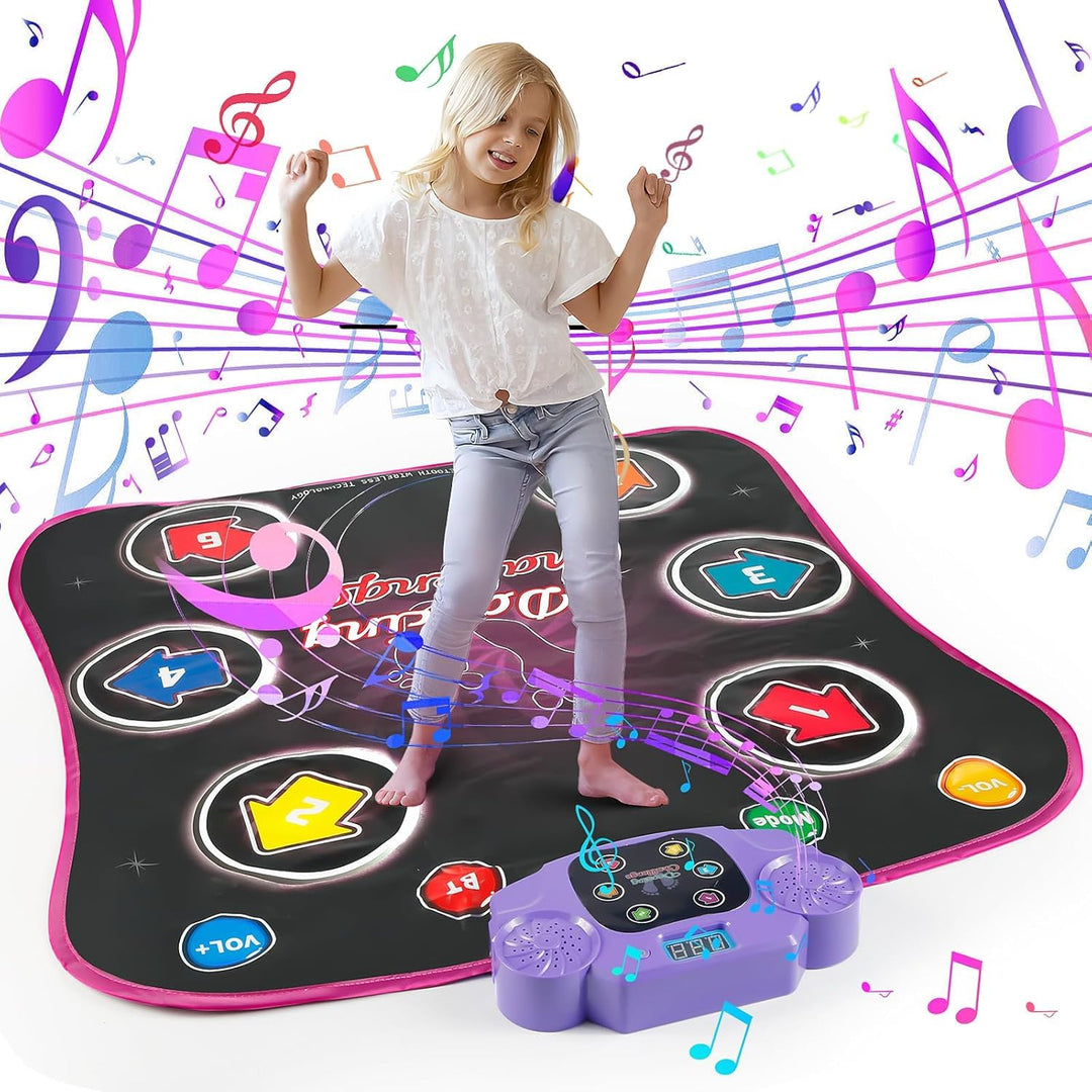 Tanzmatte für Kinder ab 3-12 Jahre, Musikmatte mit LED-Lichter, Kindertanzmatten mit 5 Spielmodi und