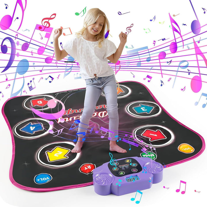 Tanzmatte für Kinder ab 3-12 Jahre, Musikmatte mit LED-Lichter, Kindertanzmatten mit 5 Spielmodi und