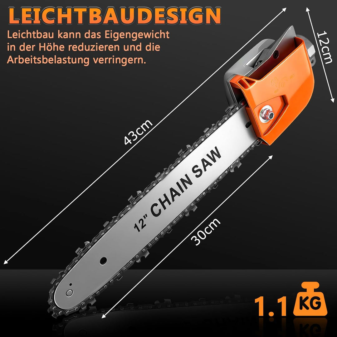 2-In-1 Akku Rasentrimmer und Hochentaster mit 2 x Akkus und Ladegerät| 1380W Akku Freischneider mit