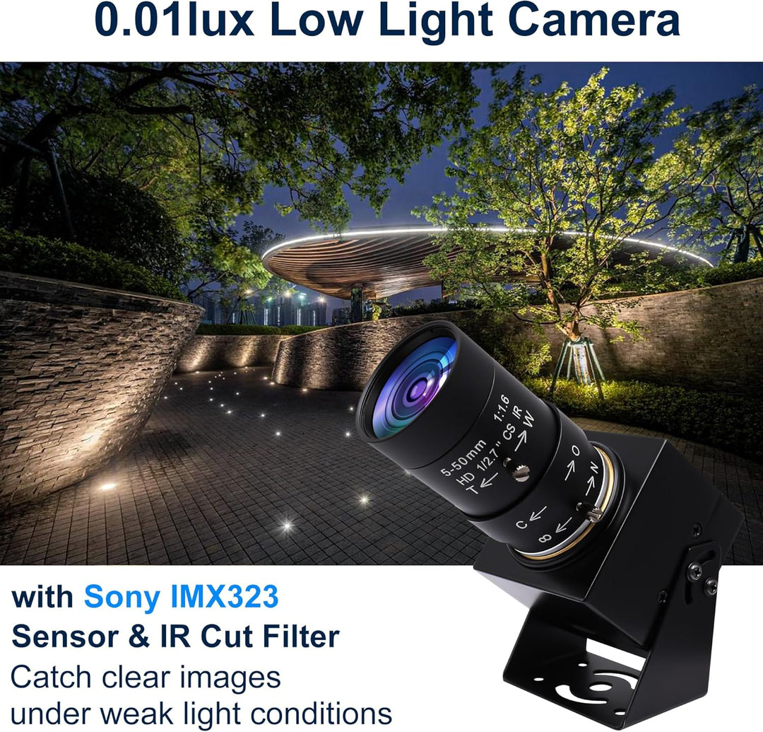 Svpro 1080P USB-Kamera mit manuellem 5-50-mm-Objektiv, IMX323-Sensor, H.264-Industriekamera mit USB-