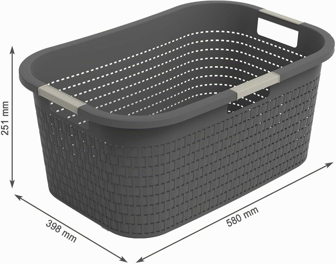 Rotho Country Wäscheset 2tlg. 55l, 40l, Kunststoff (PP) BPA-frei, anthrazit, 55l, 40l, Anthrazit