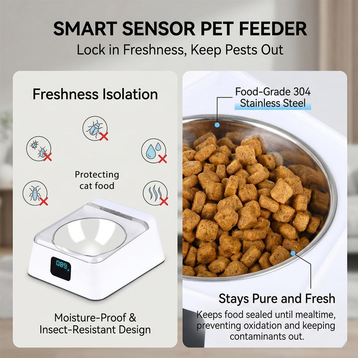 Nassfutterautomat für Katzen, 350ml Katzenfutter Automat mit Infrarot Sensor, Automatischer Futterna