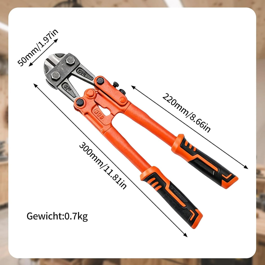 Bolzenschneider 315mm, Maximale Öffnungskapazität 15mm, Kompakter Drahtschneider für Schlösser, Zaun
