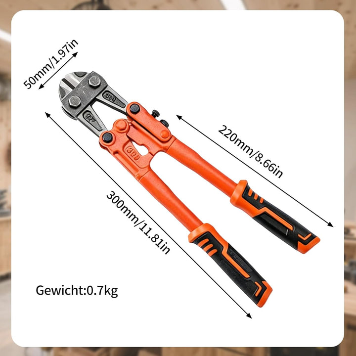 Bolzenschneider 315mm, Maximale Öffnungskapazität 15mm, Kompakter Drahtschneider für Schlösser, Zaun