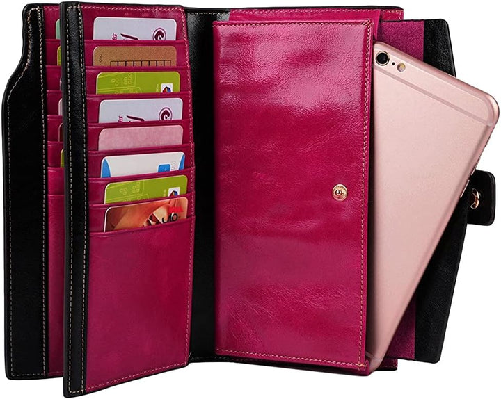 PARVENZA Damen Geldbörse RFID-Blockierung Echtleder Bifold Brieftasche Einheitsgrösse Rosa, Einheits