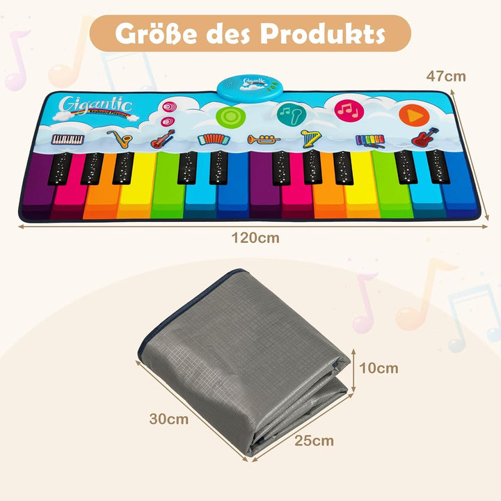 COSTWAY Musikmatte Kinder, Klaviermatte mit 8 Musikinstrumente, Keyboard Tanzmatte mit Aufnahme & Wi