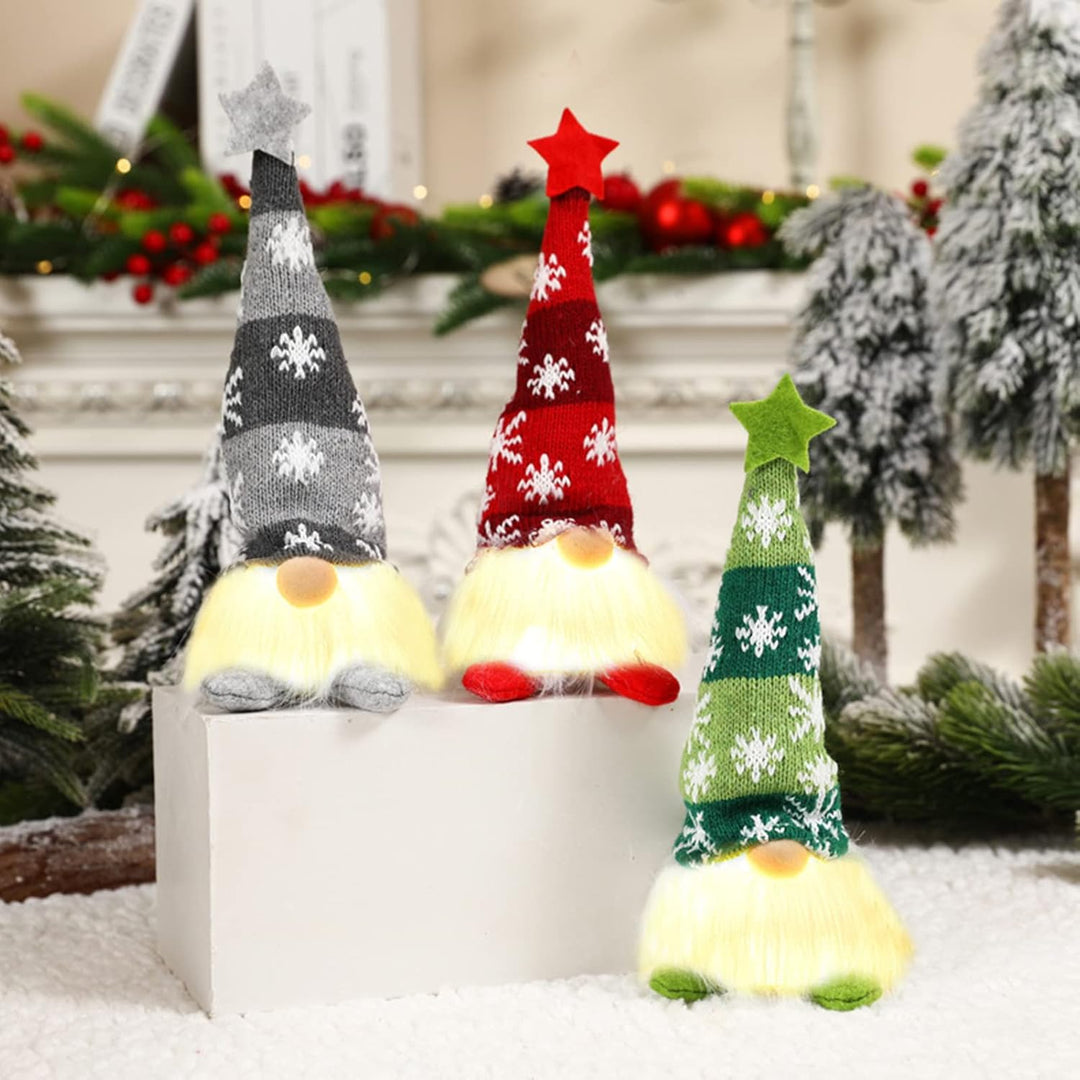 ACAREY Weihnachtsdeko 3 Stück Weihnachten Deko Wichtel mit LED Licht Weihnachtswichtel Figuren Plüsc