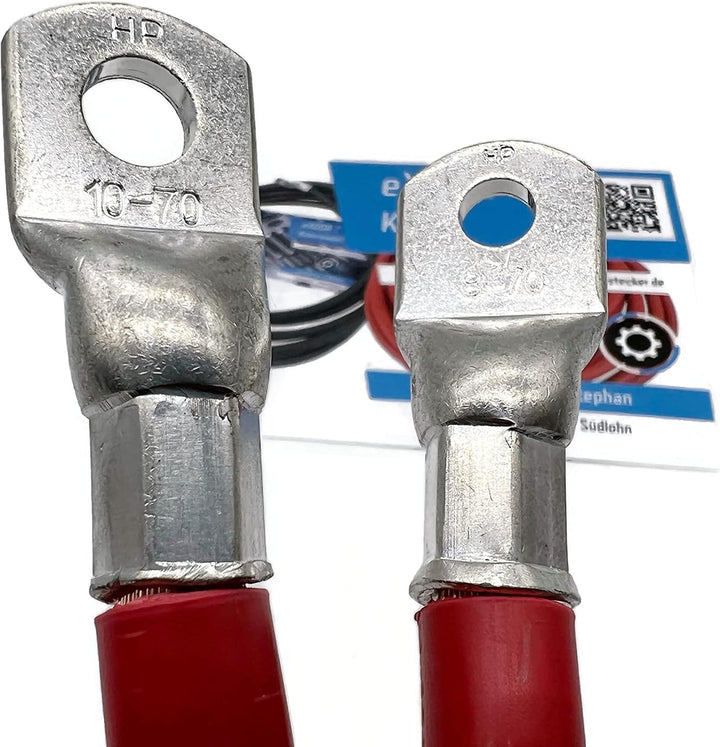 Exoda Batteriekabel 70 mm² 1,8m Kabelschuhe M8 und M10 Rot flexibles Kabel für Auto Boot Motorrad ma