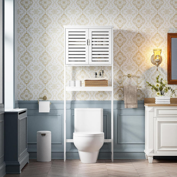 SMIBUY Bad Lagerung Regal mit Schrank, Bambus über die Toilette Veranstalter Rack, freistehende Toil