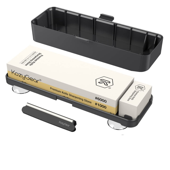 KozyGear | Premium Messer Schleifstein | doppelseitige Schleifsteine aus Korund 1000/6000 | Grosse S
