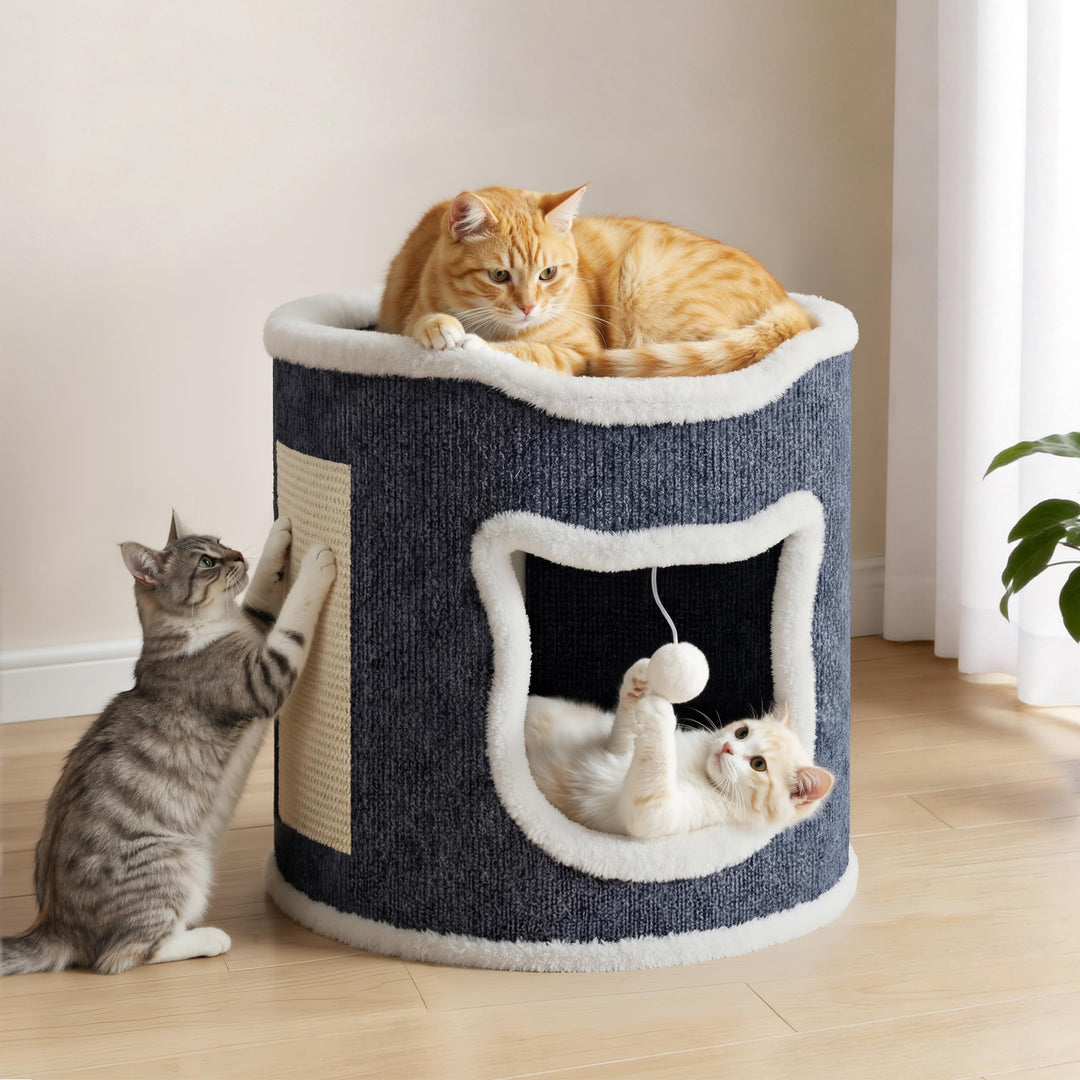 40x40x34cm Grosses Katzenhaus, belastbar 30 kg, Komfortables Katzenbett, Katzen Bettchen, Katzenhöhl