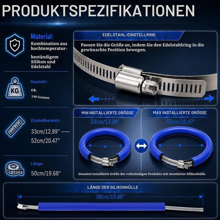 52 cm/20,47" Motorrad Auspuff Schutzring,Universeller Verstellbarer Auspuff Schutz Hitzeschutz Auspu