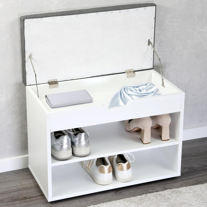 Kesper | Schuhschrank mit Sitzkissen, Material: Faserplatte, Masse: B60 x H45 cm x L30 cm, Farbe: We