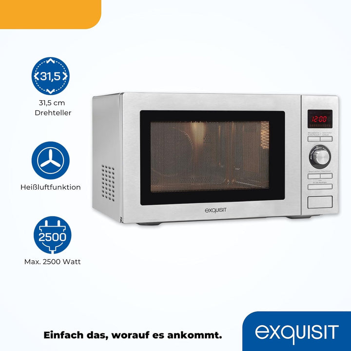 GGV Exquisit MW 9025H-3 25 Liter Mikrowelle+Grill+Heissluft Silber, 25 Liter Mikrowelle+Grill+Hei&amp;