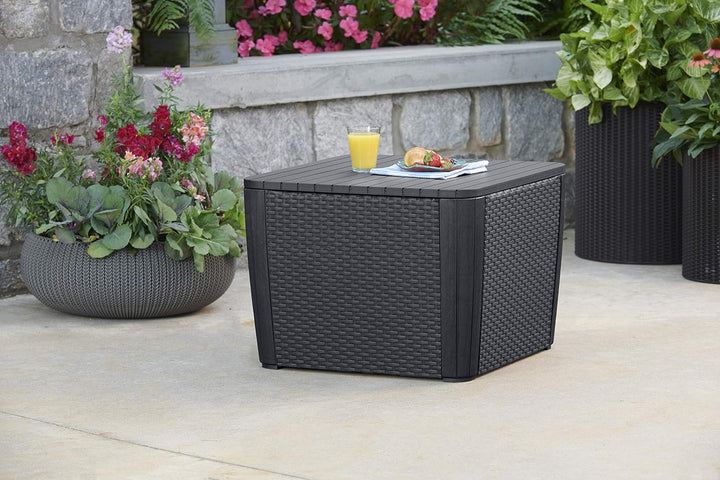 Allibert by Keter Gartentisch Luzon Plus flat wicker, graphit, Deckel abnehmbar, mit Stauraum, Kunst