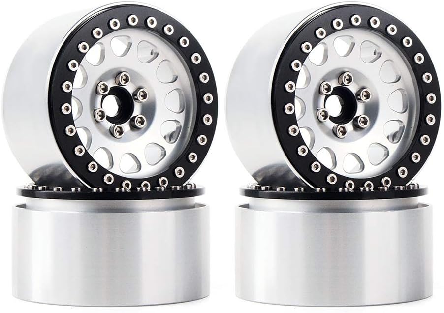 INJORA 4 Stücke 2,2 Beadlock Felgen Metall Räder Felge Set für 1:10 RC Rock Crawler Axial SCX10 RR10