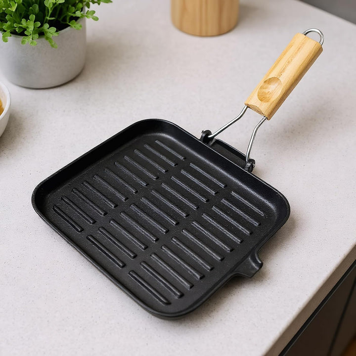 Generisch Gusseiserne Bratpfanne | Grillpfanne Und Bratpfanne,Gusseisen mit klappbarem Griff zum Koc