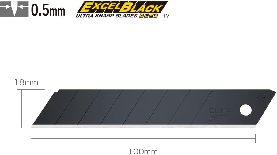 Olfa LBB Cuttermesser-Klingen, Schwarz, 100 x 18 mm, 50 Stück 18mm Klingen LBB 50 ultrascharf, 18mm