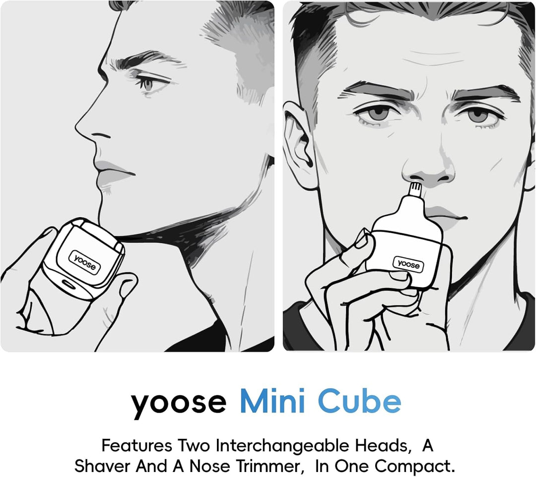 yoose 2-in-1 Elektrorasierer & Nasenhaartrimmer Herren – Ganzkörper-Legierung, IPX7 wasserdicht, Typ
