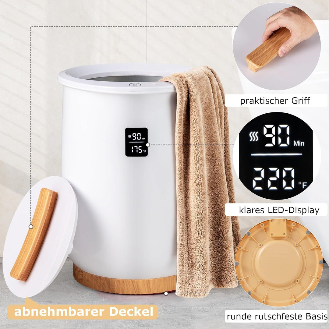 RELAX4LIFE 20L Handtuchwärmer, Handtuchtrockner elektrisch mit LED-Anzeige & 4 Timer-Einstellungen,